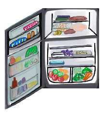 logo with open fridge